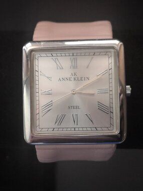 Anne Klein Ladies Pink Leather Strap Thailand Movement Square Face Wrist Watch